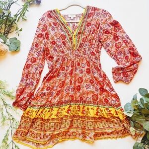 NWT Umgee Boho Gypsy Floral Border Print Dress